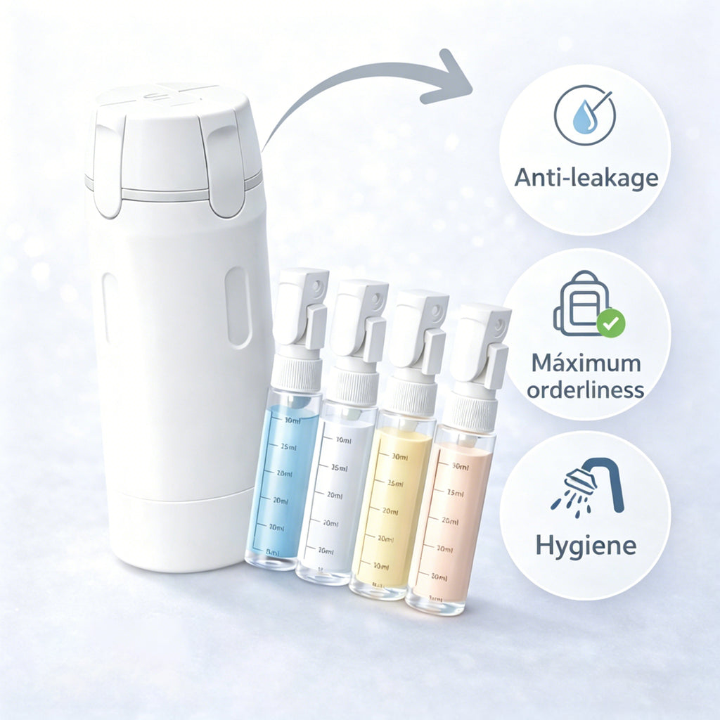 4-in-1 Travel Dispenser | Travel, Outdoor & Gym Liquid Organizer